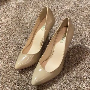 Kimchi Blue Asymmetrical Patent Nude Heels